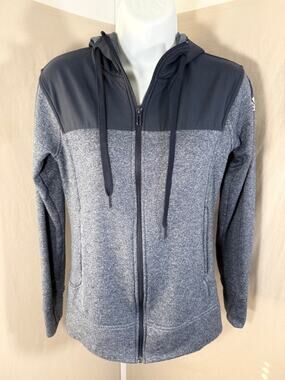 adidas Climawarm Gray Full Zip Hooded Fleece Jacket Small